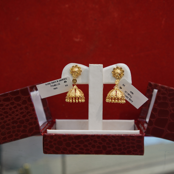 Floral Gold Jhumka Earrings